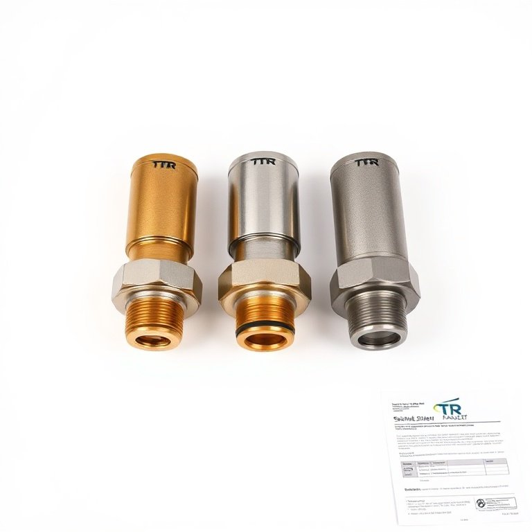 A technical comparison of faucet materials showing raw brass, stainless steel, and zinc alloy valve bodies for B2B sourcing.